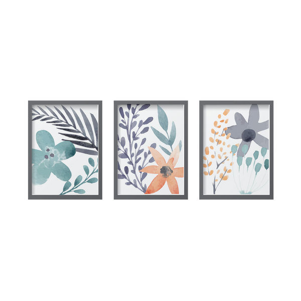 Aqua Watercolor Flowers