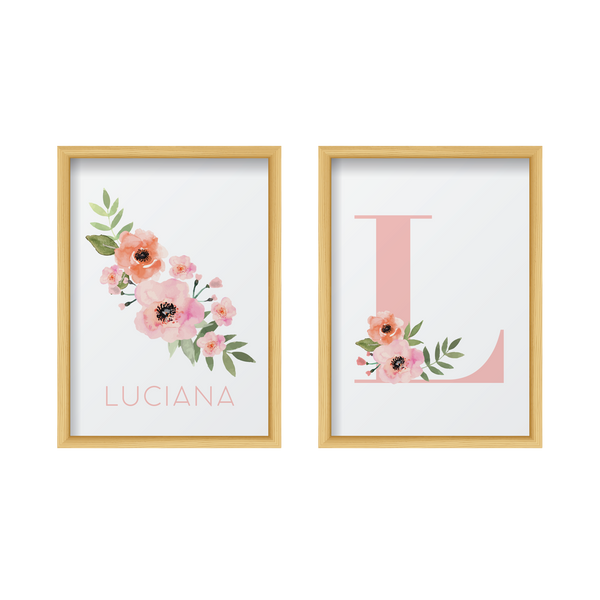 Pink Initial with Flowers