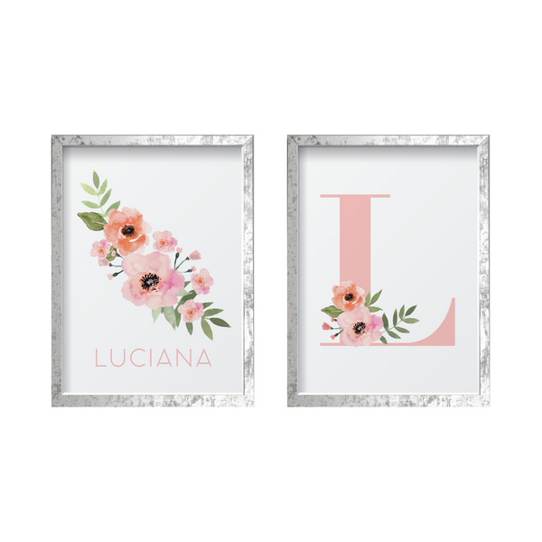 Pink Initial with Flowers